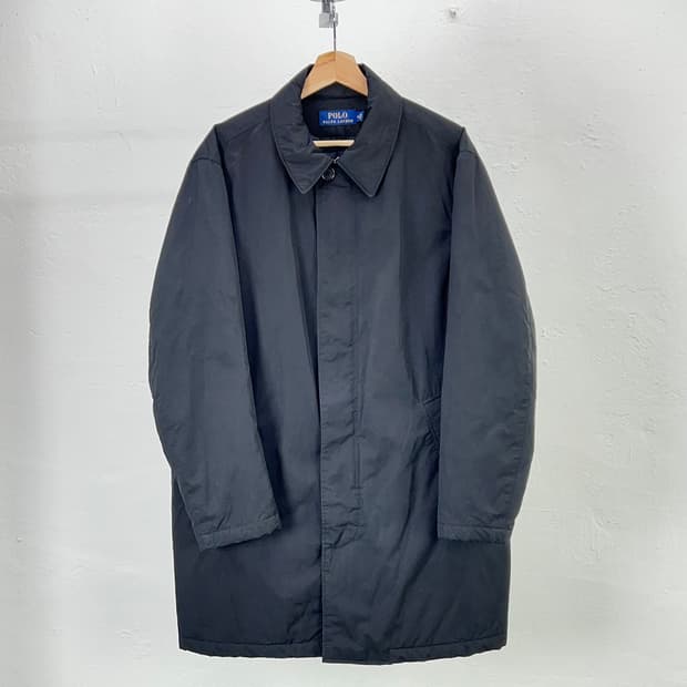 폴로 랄프로렌 블랙 폴리쉘 숏 카라 맥 코트 자켓