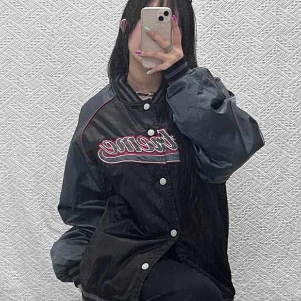 칼 카니 올드스쿨 빈티지 Y2K 바시티 자켓 L C07178