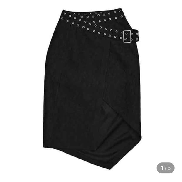 마크공 자카드 벨티드 랩 타이 미디 스커트