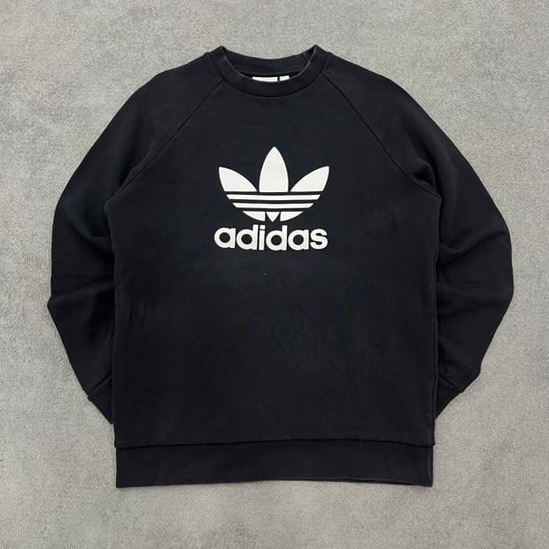 L 아디다스 트레포일 블랙 맨투맨