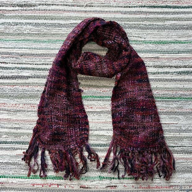 Burgundy Mix Boucle Fringe Scarf