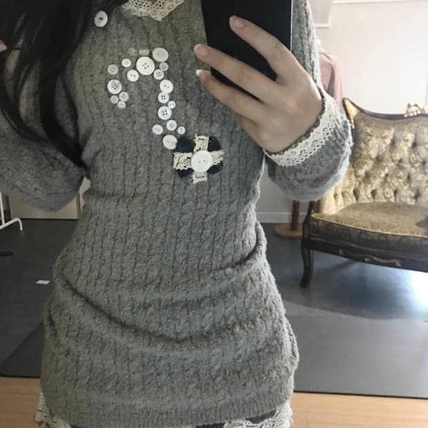 Musical Note Button Knit Dress