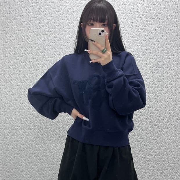 슬로우애시드 빈티지 레트로 부클로고 세미크롭 맨투맨 L C10670