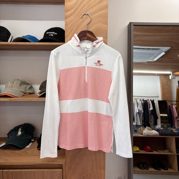 COURREGES STRIPE HALF ZIP L/S