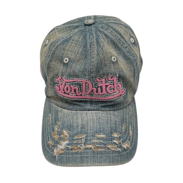 본더치 빈티지 그런지 데미지 디테일 데님 펑크 Y2K 볼캡 모자