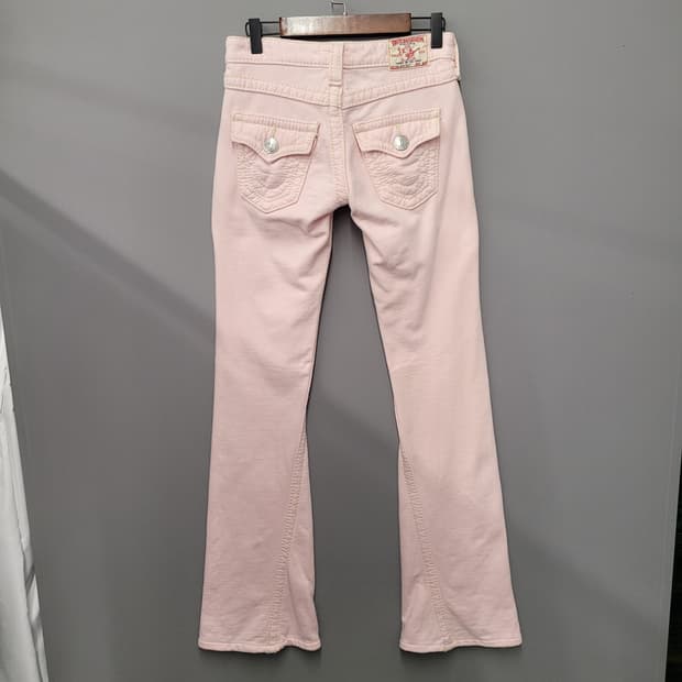 True Religion 트루릴리젼 Y2K 로우라이즈 부츠컷 핑크진