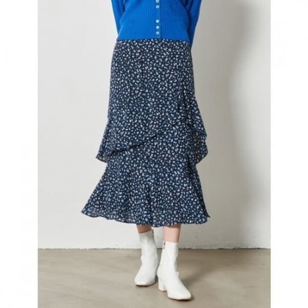 (S)여성 에잇세컨즈 플로럴 러플 슬릿 스커트 봄여름