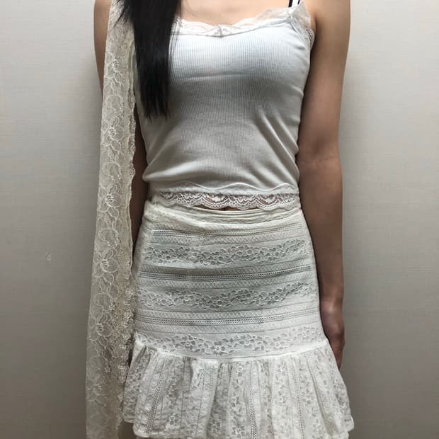 빈티지 화이트 레이스 슬리브리스