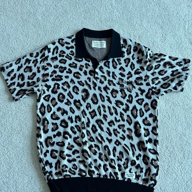 Wacko maria leopard knit polo