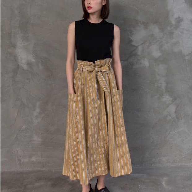 자라 ZARA 린넨 스트라이프 롱스커트 XS사이즈 택달린새제품