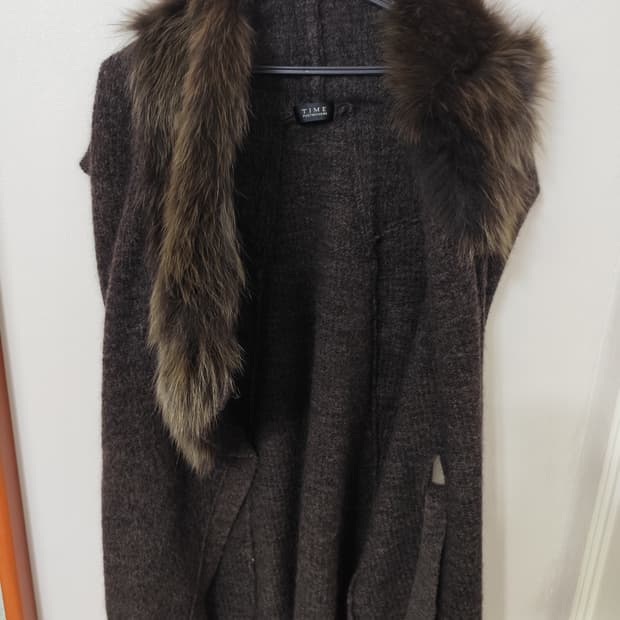 TIME 폭스퍼 조끼 (90, F, 브라운, 천연모피)