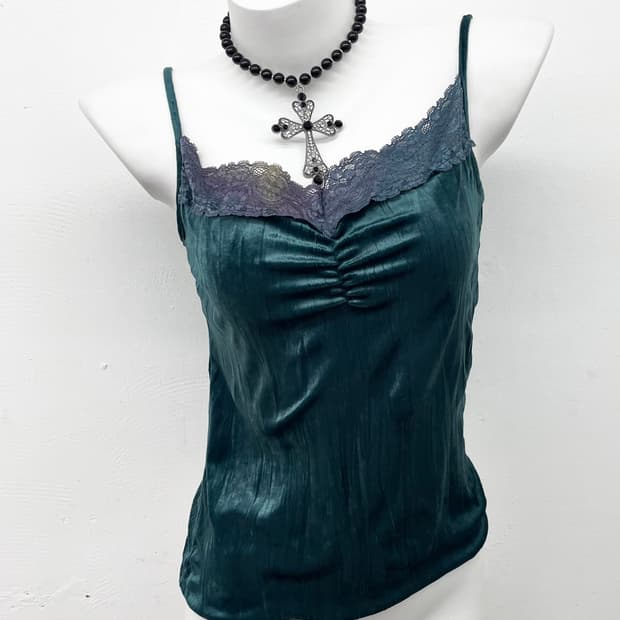 셔링 벨벳 레이스 슬리브리스