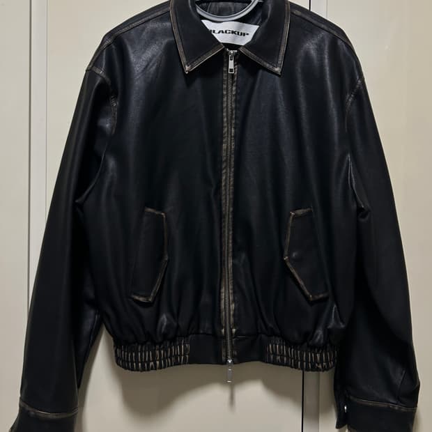 블랙업 [MADE] 히벤 빈티지 레더점퍼 (블랙)