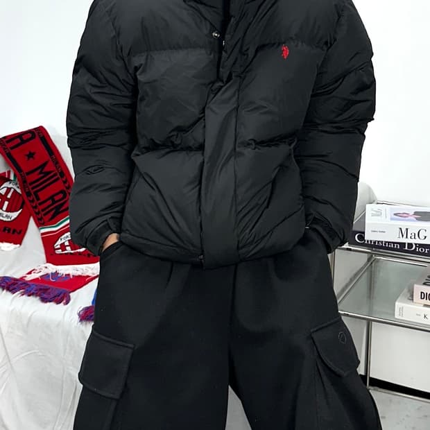폴로 아쎈 블랙 패딩 2XL