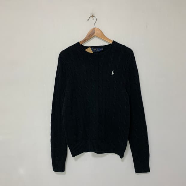 폴로 랄프로렌 빈티지 블랙 꽈배기 니트 M 케이블 니트 스웨터 여성