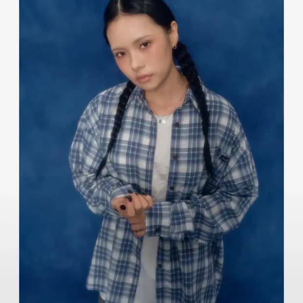 애즈온 ESSENTIAL CHECK SHIRT / BLUE