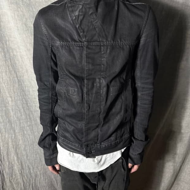 Rick Owens Waxed Denim High Neck Jacket