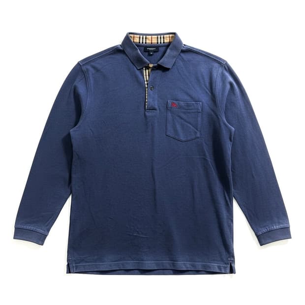 버버리 블랙라벨 네이비 긴팔 폴로셔츠