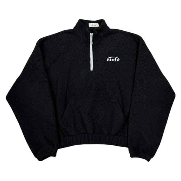 EMIS 이미스 플리스 뽀글이 하프 반집업 블랙 L