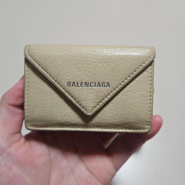 발렌시아가 파피에르 미니 지갑 베이지