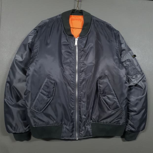 실측 XL) 로스코 리버서블 양면 MA-1 항공점퍼 자켓 건메탈 오렌지