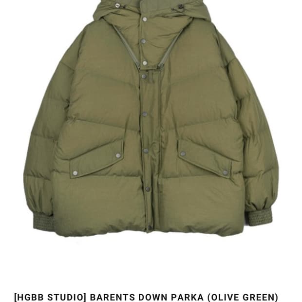 [HGBB STUDIO] BARENTS DOWN PARKA 올리브 패딩