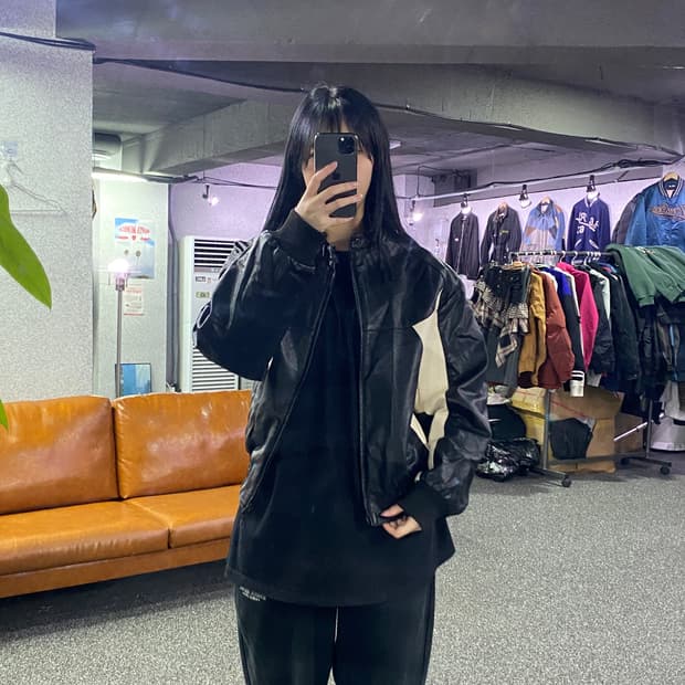 라퍼지스토어 레더 배색 자켓 B3205