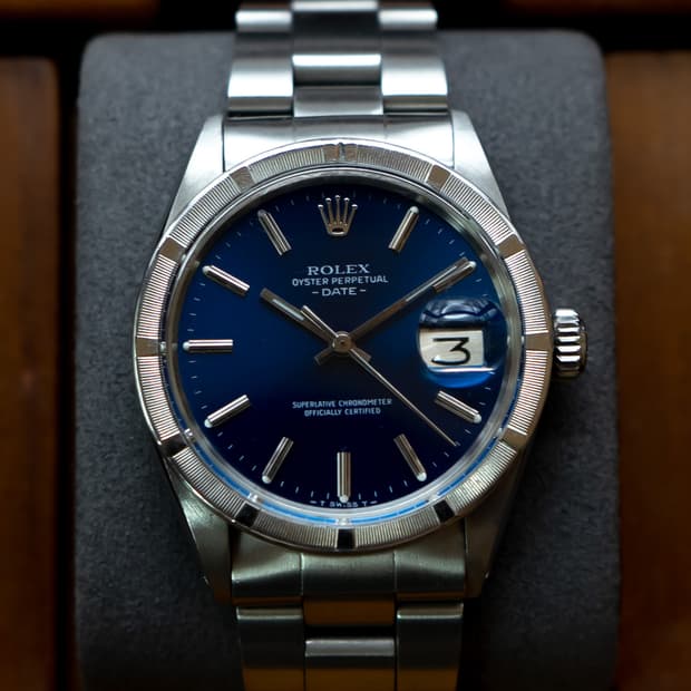 롤렉스 오이스터 퍼페츄얼 데이트 엔진턴베젤 1501 청판 시계