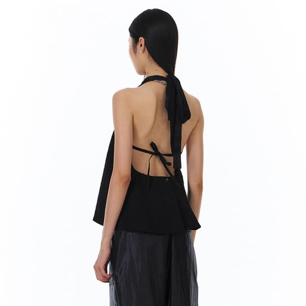윤세 Audrey Halter Top (Black)