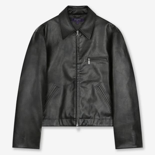 FAUX LEATHER WORK JACKET BLACK M SIZE