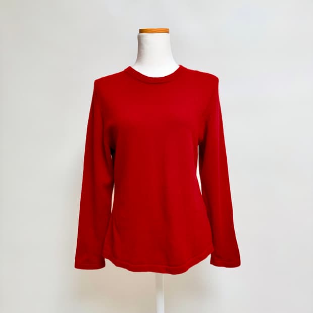 [캐시미어 100%] 레드 라운드넥 여성 니트 