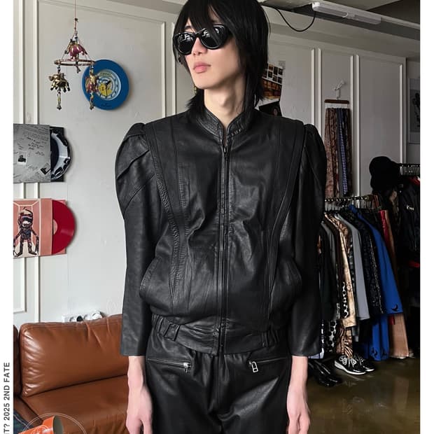 1980-90s Power Shoulder Leather Jacket