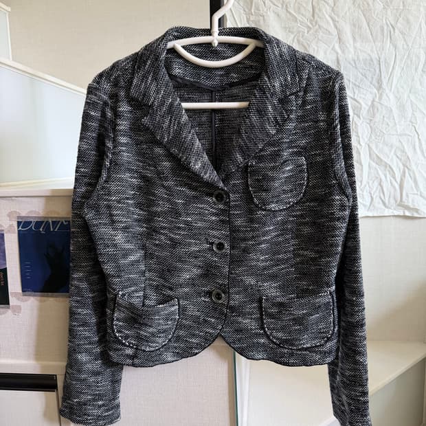 포켓 디테일 면 자켓