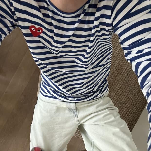 꼼데가르송 스트라이프 롱슬리브 블루
