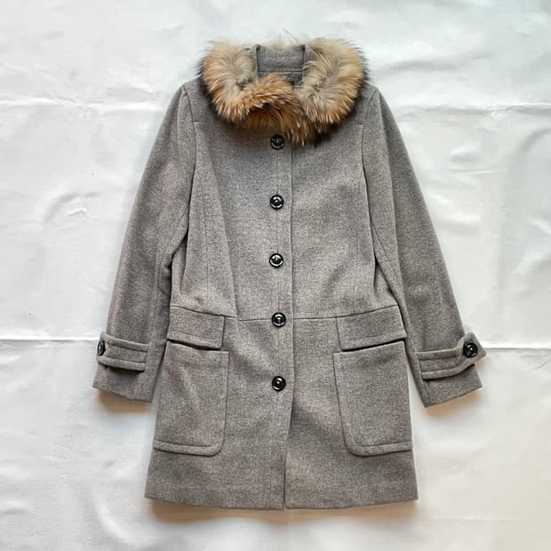 맨션 123 Maison 123 캐시미어 라쿤 퍼 코트 자켓