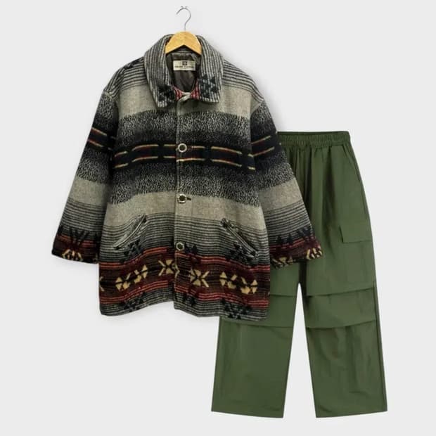 피에르 발망 빈티지 보헤미안 블랭킷 코트 XL