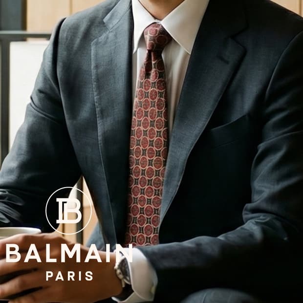 발망 실크 네이비&레드 기하학 패턴 넥타이 9.7cm A+등급 K1624