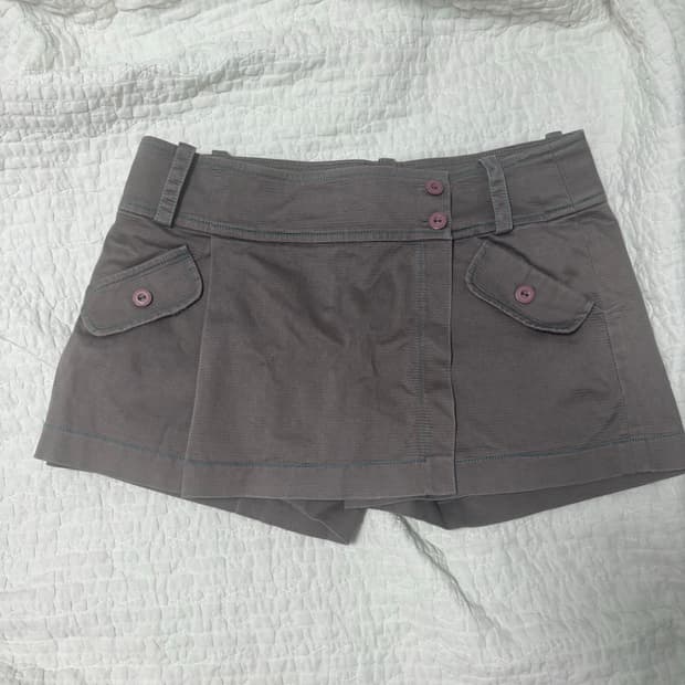 빈티지 차콜 블루 스티치 스커트 팬츠