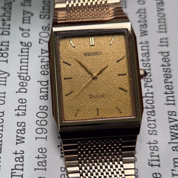레어] 빈티지 세이코 돌체 사각탱크 금바리판 쿼츠 브레이슬릿 ver. 
