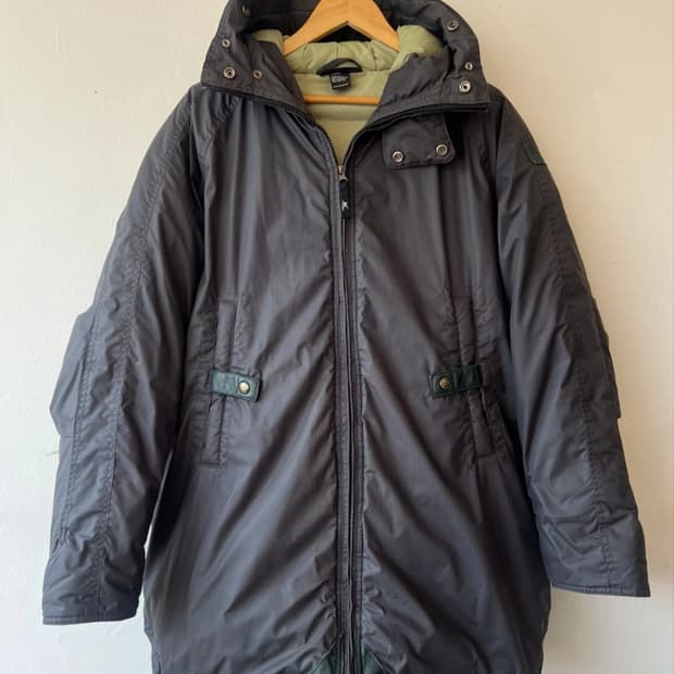 디젤 남성 차콜그레이 후드패딩점퍼