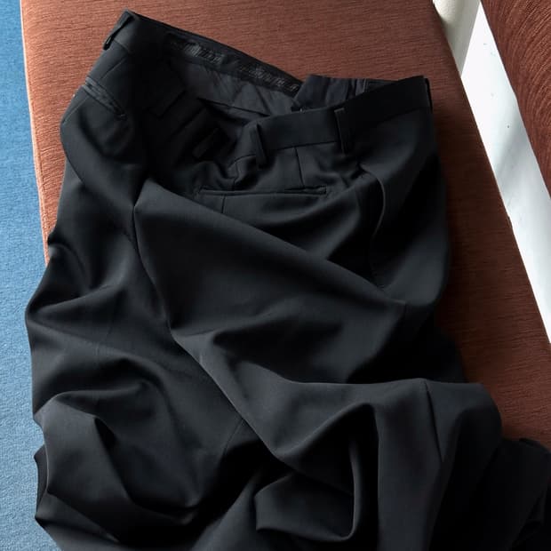 1 pleats light wool wide straight slacks