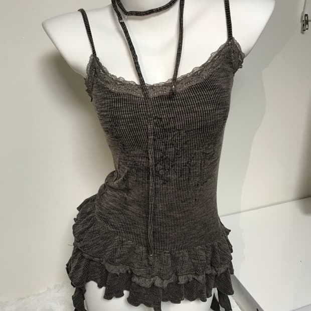 brown printed sleeveless