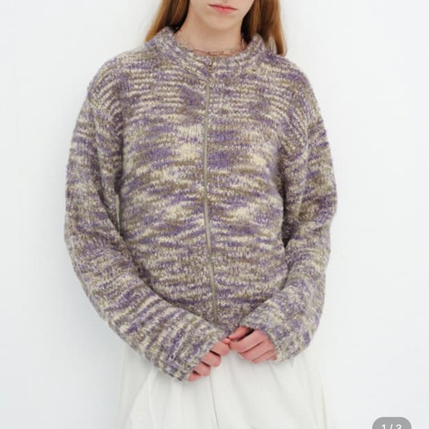 세릭 부클 니트 집업