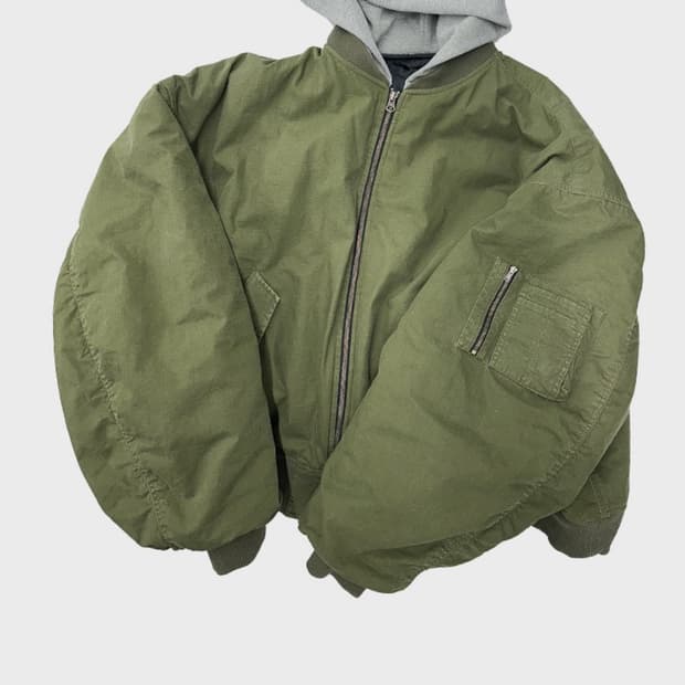 [OS] 논노드 립스탑 후드 봄버 빈티지 카키