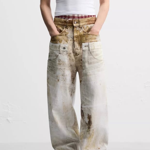 자라 x엔더슨벨 스탬핑 롤업 웨이스트 진