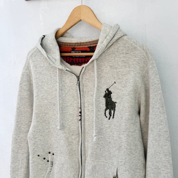 폴로 빅포니 오트밀 스티치 후드집업