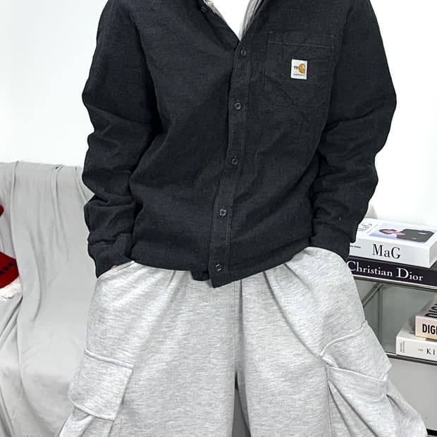 칼하트 FR 블랙 데님 워크셔츠 L