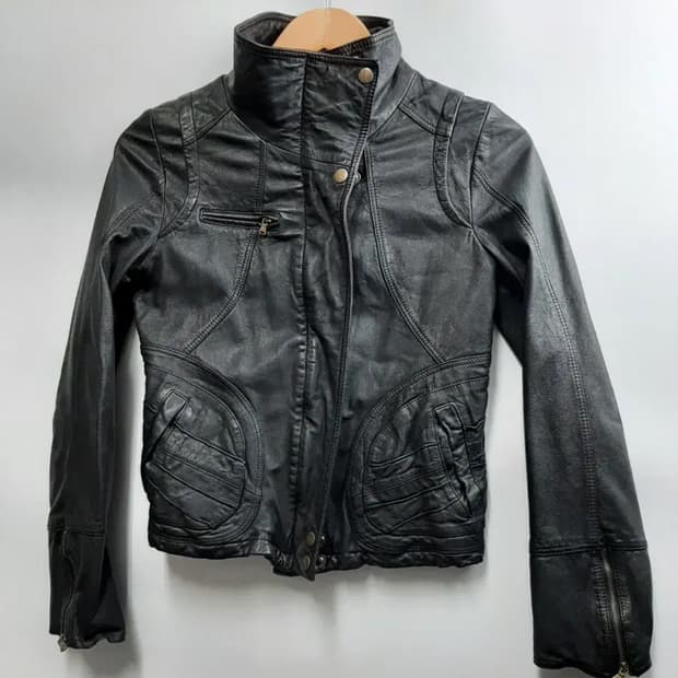 양가죽 하이넥 레더 자켓