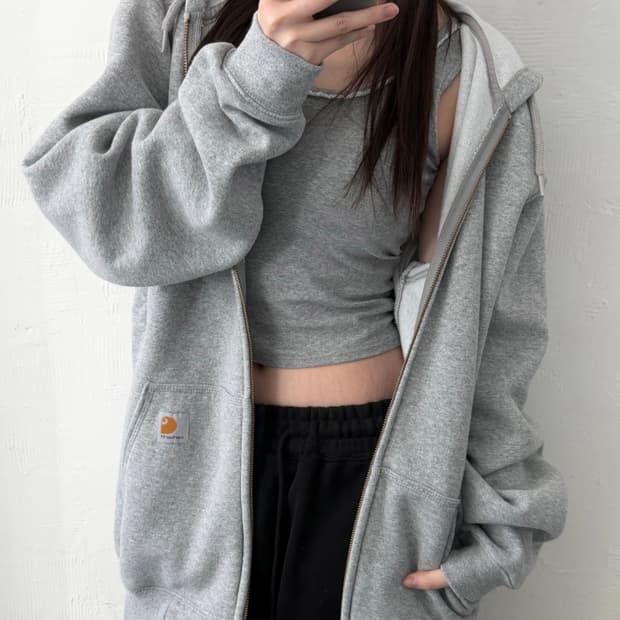 Carhartt 칼하트 그레이 오리지널핏 코튼 후드집업