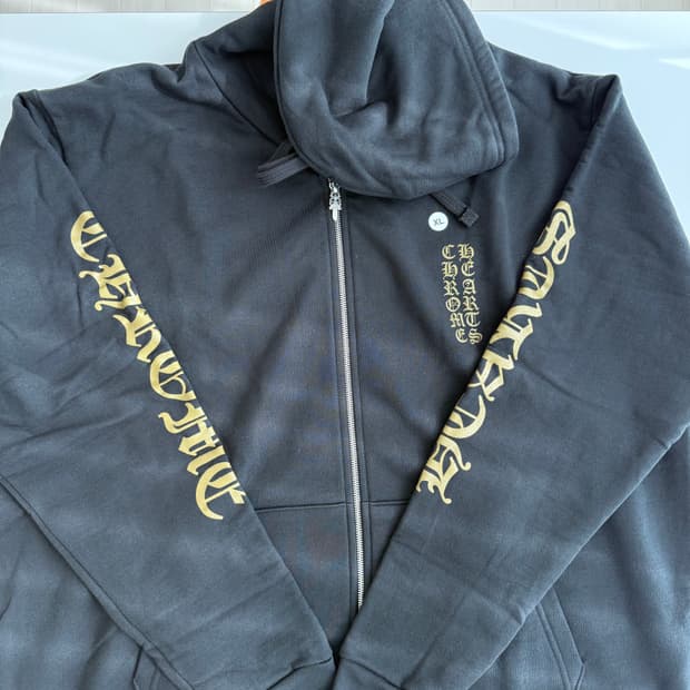 크롬하츠 버티컬로고 후드집업 아미그린 XL